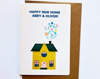 Personalised New Home Card Happy New Home, Personalised Illustrated House New Home  Card, Handmade Personalised New Home Card, New Home Gift