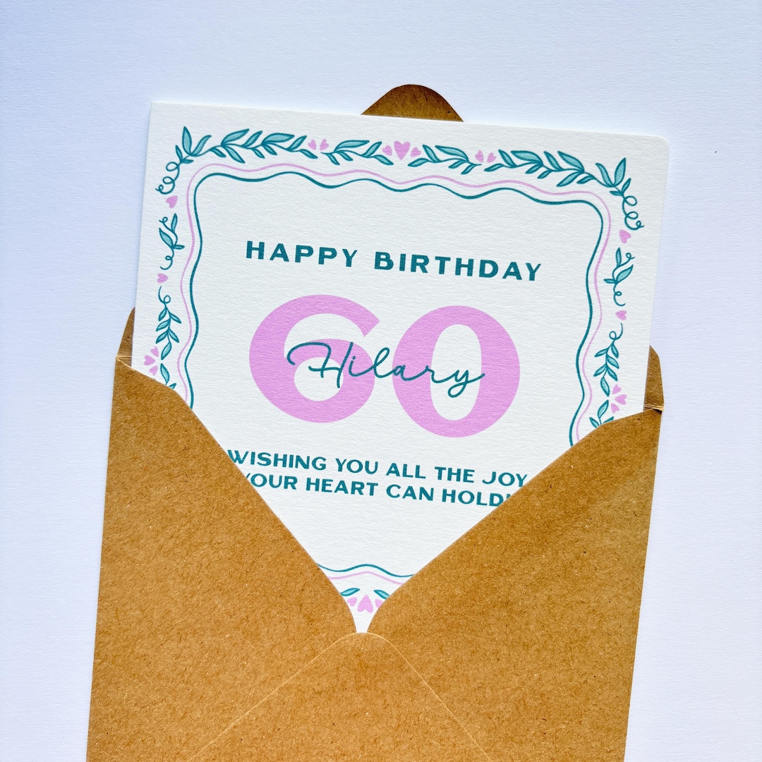 Personalised 60th Birthday Card for Her: Handmade Luxury Greeting Card ...