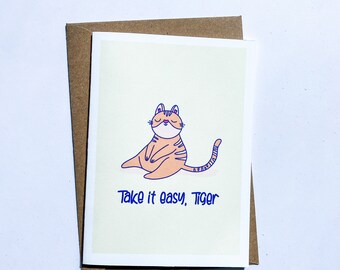Funny Cat Illustration Greeting Card: Handmade Card for Friend
