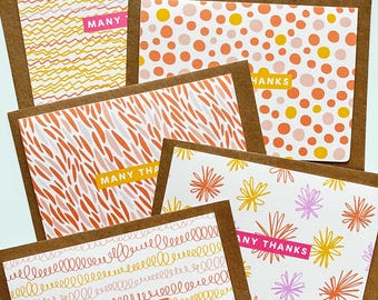 Handmade Thank You Card Pack: Eco-Friendly A6 Cards with Envelopes