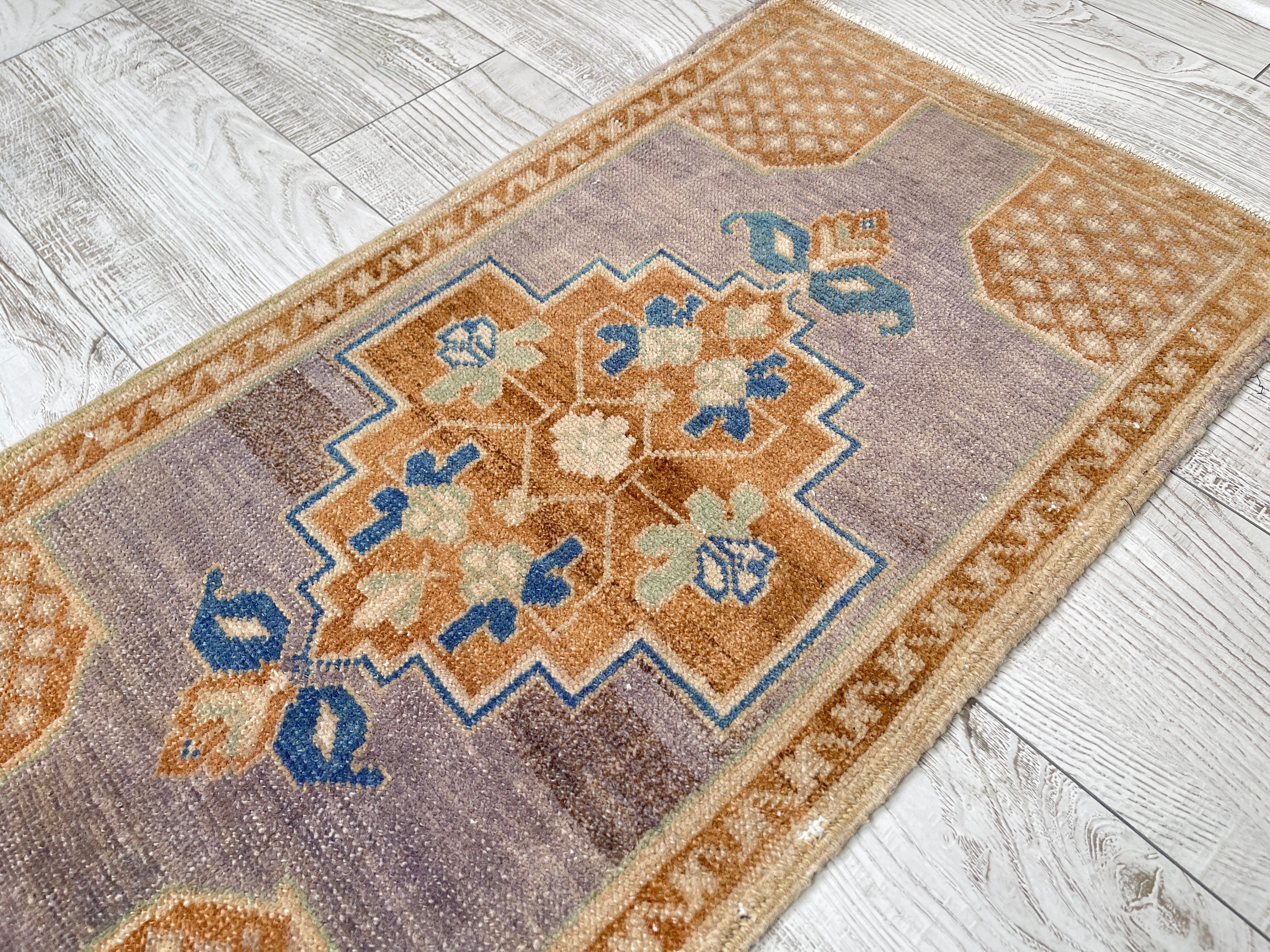 Vintage Small Rug, Brown Purple Small Rug, 1'6x3 Small Rug, Bohemian ...