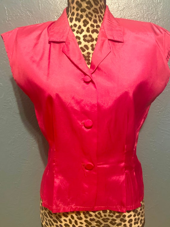 1980s Hot Pink Blouse - image 2