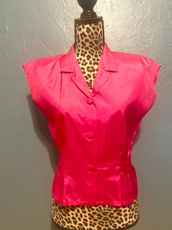 1980s Hot Pink Blouse - image 1