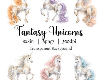 Fantasy Unicorn Clipart, PNG Sublimation (Digital Download)