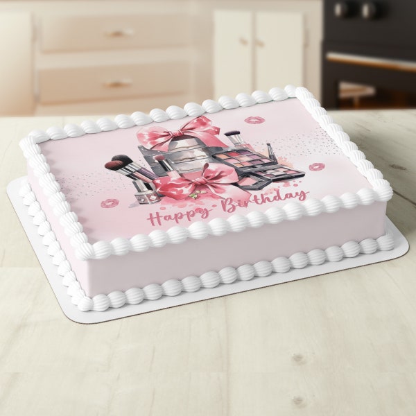 Pamper Party Cosmetic Makeup Cake Topper Digital Design Printable - INSTANT DOWNLOAD