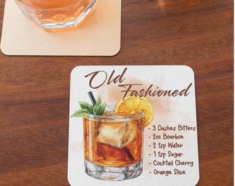 Old Fashioned Cocktail Recipe Coaster Tumbler Sublimation Digital Design - INSTANT DOWNLOAD