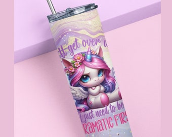 Dramatic Unicorn 16oz 20oz 30oz Skinny Tumbler Digital Sublimation Design - INSTANT DOWNLOAD