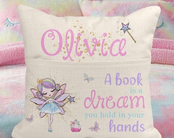 Fairy Princess Book Pocket Pillow Cushion Digital Sublimation Design - INSTANT DOWNLOAD
