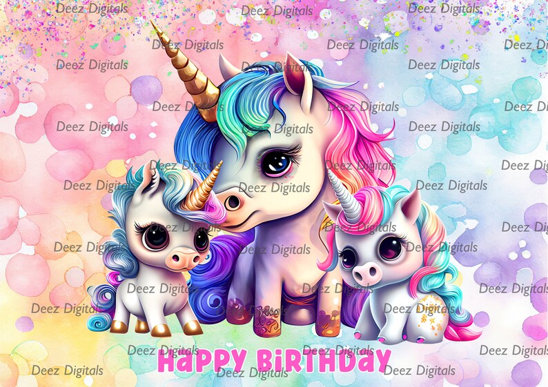 Rainbow Unicorns Cake Topper Digital Design Printable - Etsy