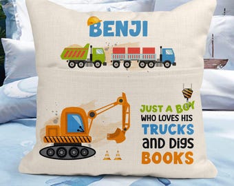 Construction Digger Dump Truck Book Pocket Pillow Cushion Digital Sublimation Design - INSTANT DOWNLOAD
