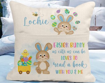 Easter Bunny Rabbit Book Pocket Pillow Cushion Digital Sublimation Design - INSTANT DOWNLOAD