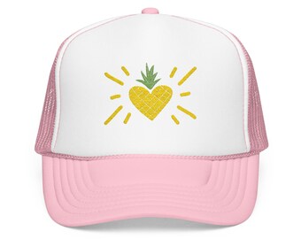 Pineapple Sun Heart Trucker Hat for Women - tropical hat