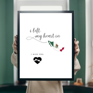 Ho lasciato il mio cuore in Messico - Stampa artistica digitale / Stampa artistica "Mi manchi" / Stampa artistica da parete / Download digitale