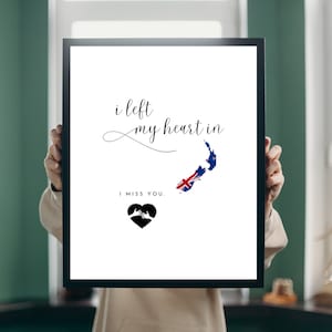 Left My Heart in New Zealand Digital Art Print | Miss You Art Print | Printable Wall Art | Digital Download