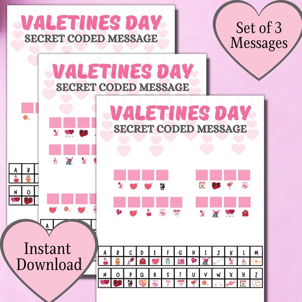 Valentines Decode Secret Message / Printable Kids Game / Valentines Activities / Printable Party Game / Kids Printable Valentines Game