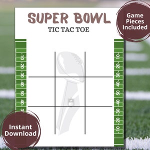 Super Bowl Tic Tac Toe / Football Tic Tac Toe Game/  Tic Tac Toe Super Bowl Party Games/ Printable Football Activities and Games