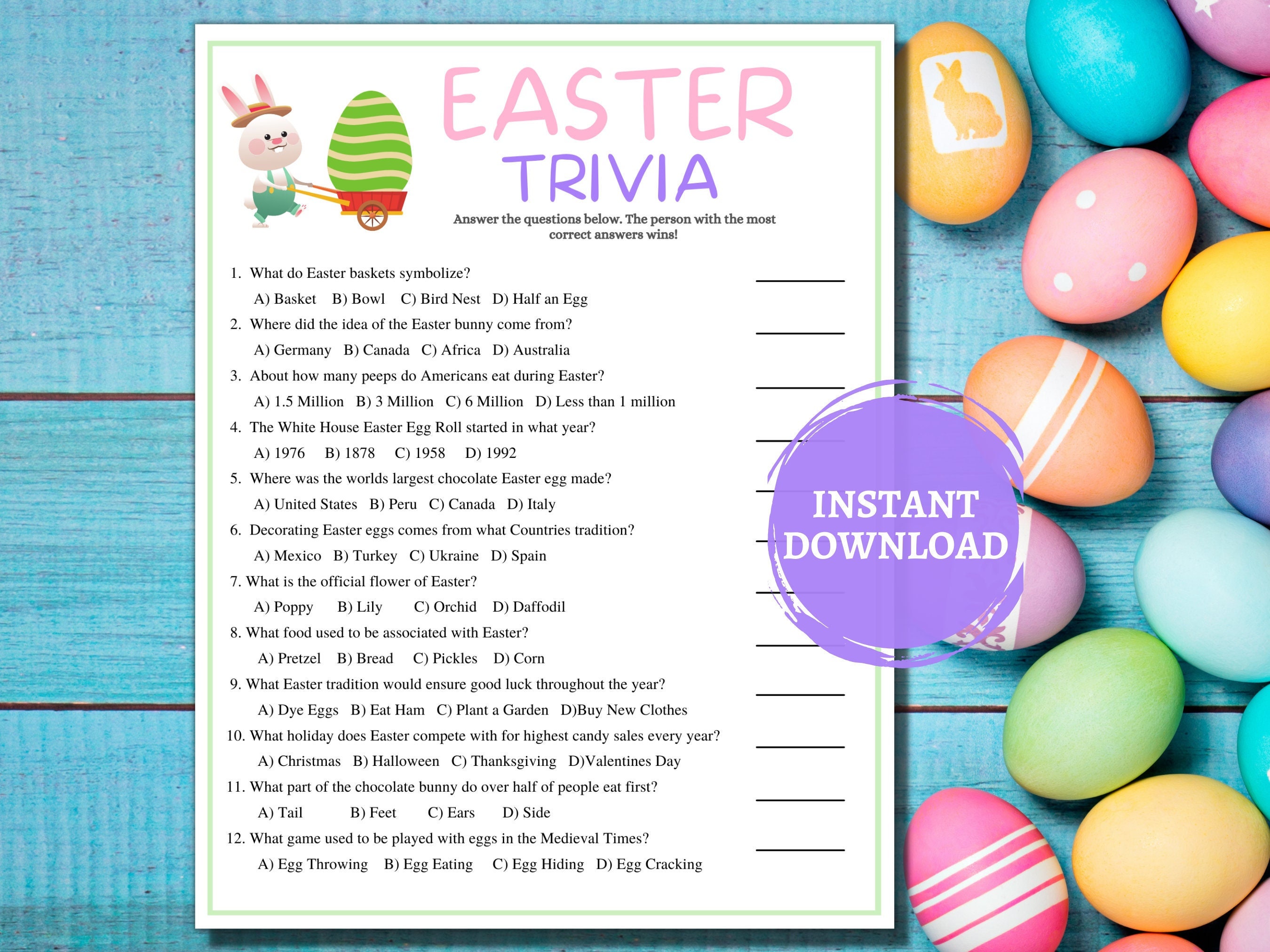 Easter Trivia Games/printable Easter Games/easter Party - Etsy
