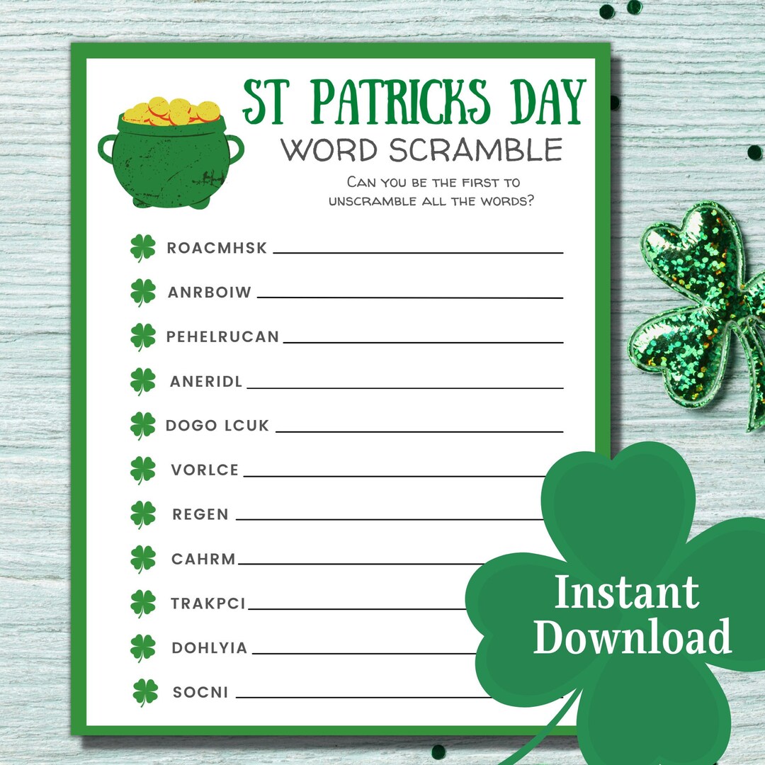 St Patricks Day Word Scramble Game /st Patricks Day Word Jumble ...