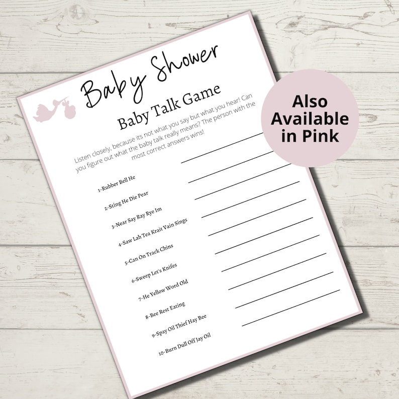 Baby Shower Printable Games/mad Gab/baby Talk/blue Baby Shower Games ...