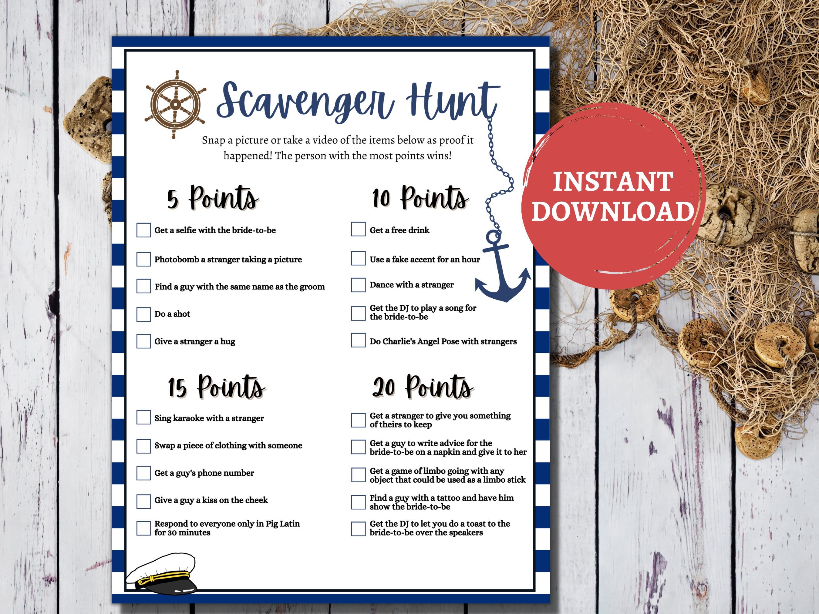Last Sail Bachelorette Scavenger Hunt Printable/bachelorette - Etsy