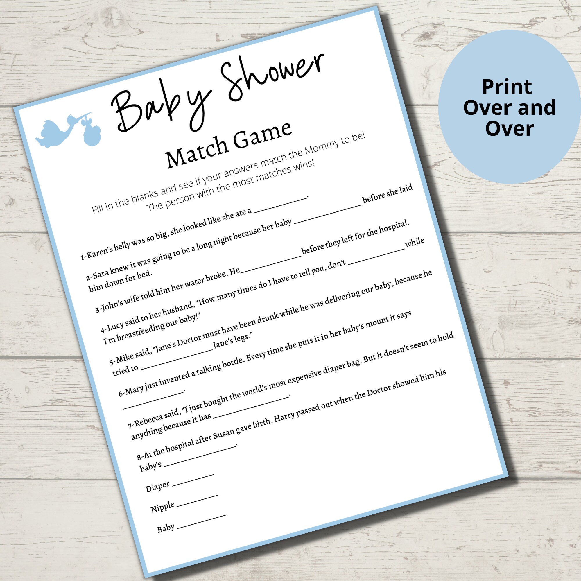 Baby Shower Match Game Printable Game/blue Baby Shower Games/boy Baby ...