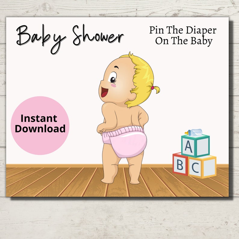 Girl Baby Shower Games/pin the Diaper on the Baby Game/pink Etsy