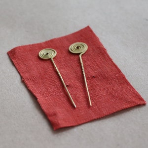 Set of 2 Medieval brass veil pins LARP middle ages historical spiral