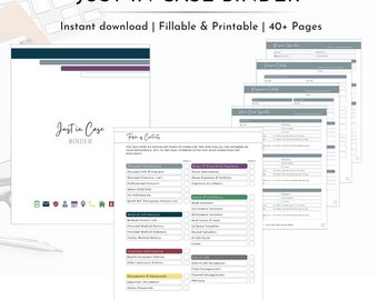 Carpeta de emergencia / PDF rellenable imprimible, planificador doméstico