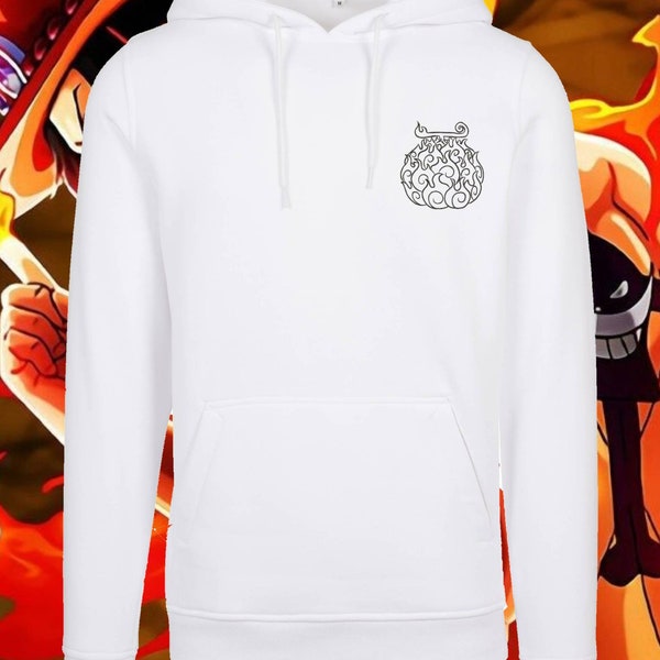 One Piece,Feuer Frucht,Mera Mera no Mi - Bestickter Pullover, Hoodie, T-Shirt