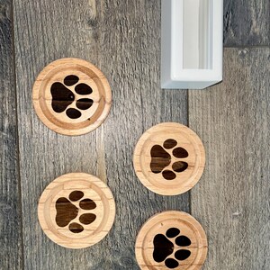 Dog Paw Coaster Set with Holder