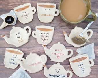 Handmade Individual Ceramic Tea Bag Holder/ Rest / Trivet Gift for Tea Lover Friend or Family