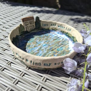 Into The Water I Go To Lose My Mind & Find My Soul Handmade Ceramic Pottery Lake Bowl Dish. Gift for Cold Water Swimmer