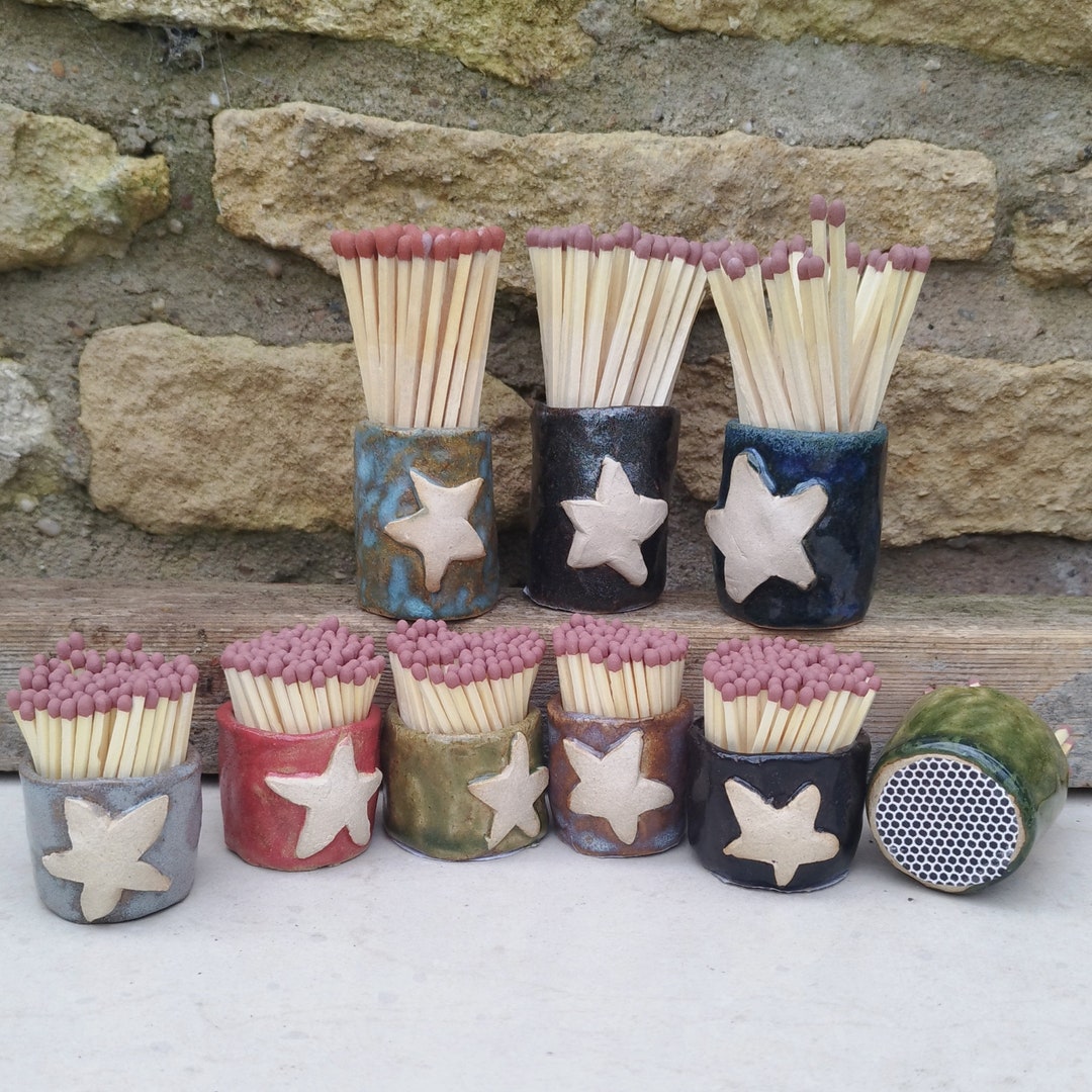 Handmade Match Set Handmade Ceramic Star Match Holder With Strikers & Matches - Etsy UK