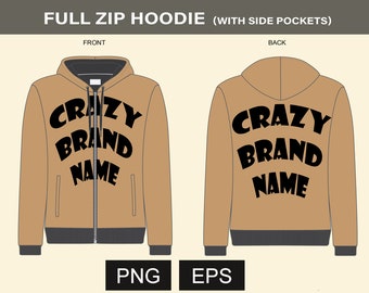 Hoodie Design template, Hoodie for Mockups, Hoodie Vector, Streetwear brand Vector, Hoodie Tech Pack, Hoodie Flat Drawing, zip hoodie png