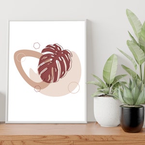 Printable Wall Art Boho Prints, Boho Wall Art, Beige Minimalist Floral Wall Art, Mid Century Modern, Abstract Decor, Nature theme