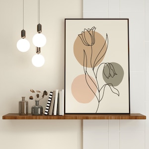 Printable Wall Art, Boho Wall Art, Minimalist Wall Art, Abstract Wall Art, Flower Art, Flower Line Art