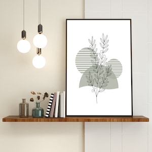 Boho Wall Art, Boho Prints, Green Minimalist Geometric Wall Art, Mid Century Modern, Abstract Decor