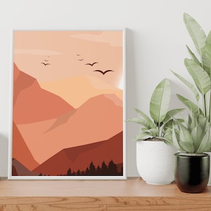 Mountain Wall Art, Landscape Wall Art, Minimalist Wall Art, Abstract Wall Art