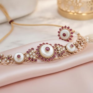 Gold Pearl Ruby Choker Set | Traditional Kundan Style Jewelry | Canton Michigan