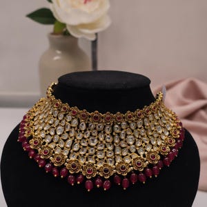 Kundan Polki Ruby Choker Set | Traditional Bridal Wedding Jewelry | Kundan Style