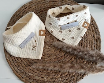 Musselin  Halstuch Sabbertuch personalisiert mit Namen  / Babygeschenk / Geschenk zur Geburt von 0-3 Jahre