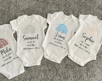 Personalized baby bodysuit with birth details / Gift for birth / Christening