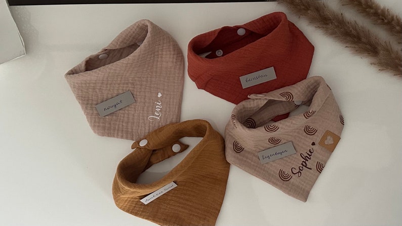 Foulard en mousseline bave personnalisé avec prénom / cadeau bébé / cadeau de naissance de 0 à 2 ans image 5