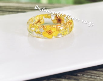 Handmade Resin Dried Flower Rings || nature inspired resin rings | Botanical resin ring