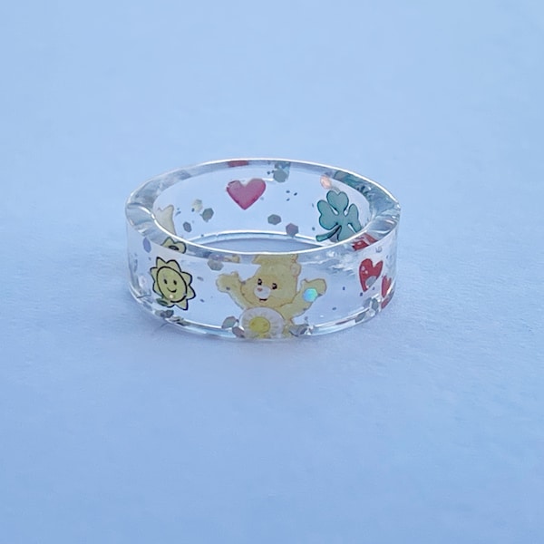 NEW! Care Bears resin ring | Cute adorable childhood dreams sunshine Funshine Care Bears stackable rings