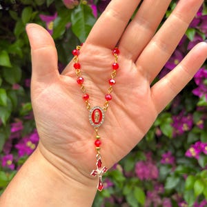 Mini Rosario Virgen De Guadalupe Rojo