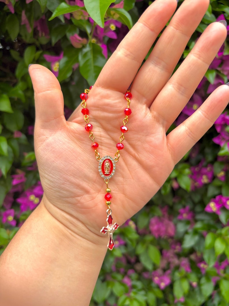 Mini Rosario Virgen De Guadalupe Rojo
