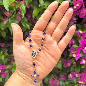 Mini Rosario Virgen De Guadalupe Azul