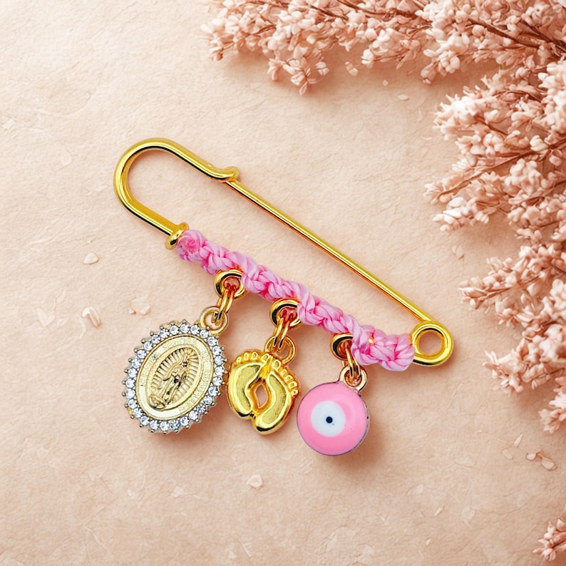 Pregnancy Protection Pin Pink Virgencita