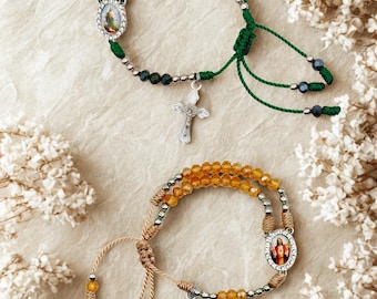 Adjustable Rosary Bracelet San Judas and Sacred Heart of Jesus